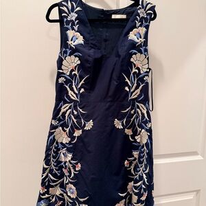 Moulinette Soeurs Navy Floral Embroidered Mini Dress